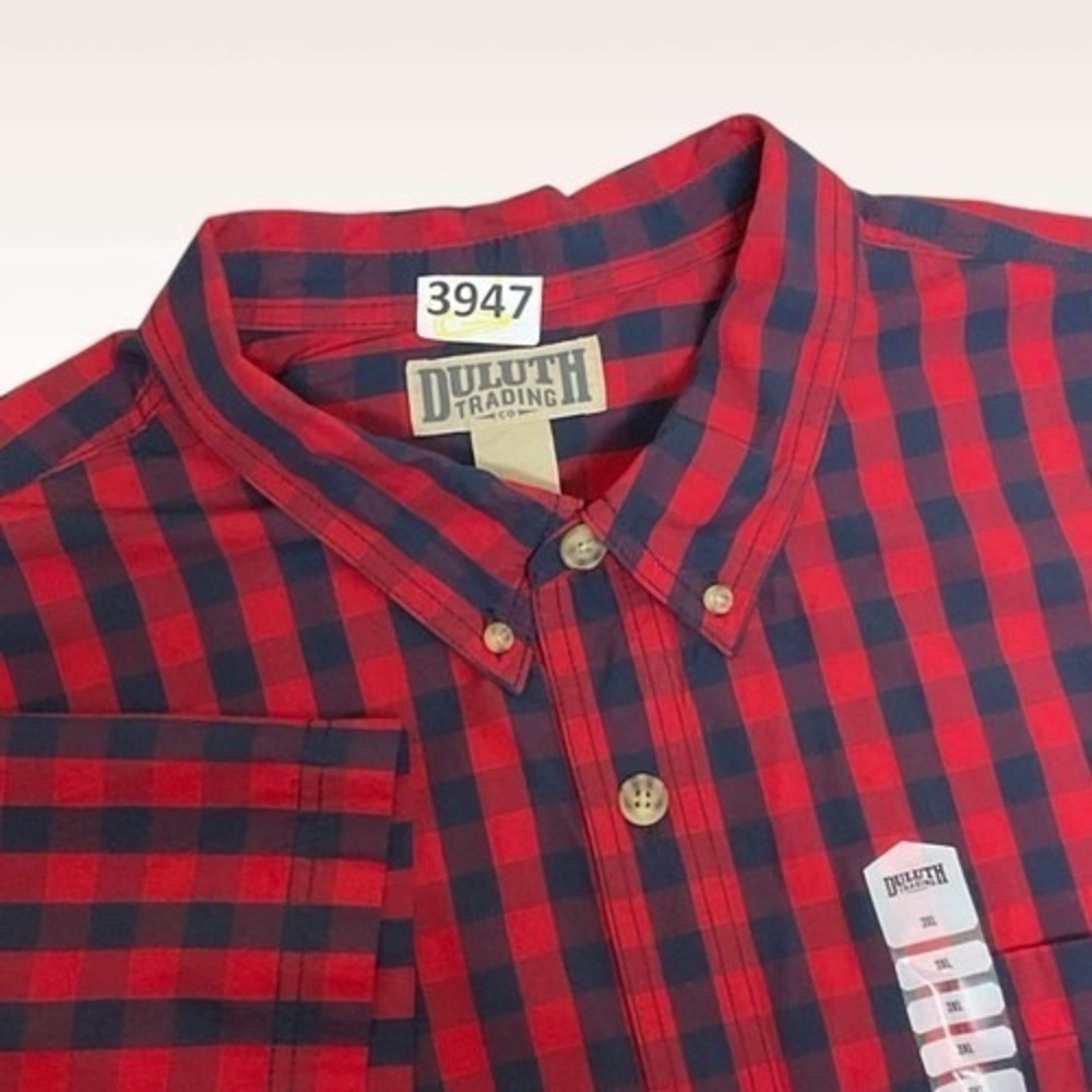 NWT‎ Duluth Trading Co Red Plaid Short Sleeve Button Up Shirt Men 3XL Vietnam